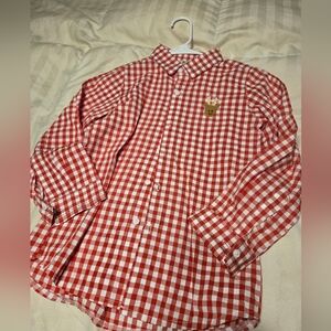 Red and White Checkered Button-Up Shirt